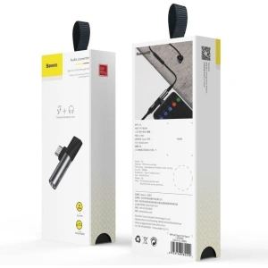 Adapter Audio Baseus L41 USB-C do Mini Jack 3.5mm + USB-C (srebrny)