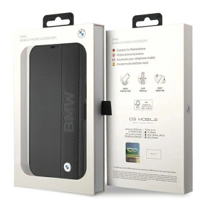 Etui BMW BMBKP15L22RDPK Apple iPhone 15 Pro bookcase Leather Textured & Stripe czarny/black