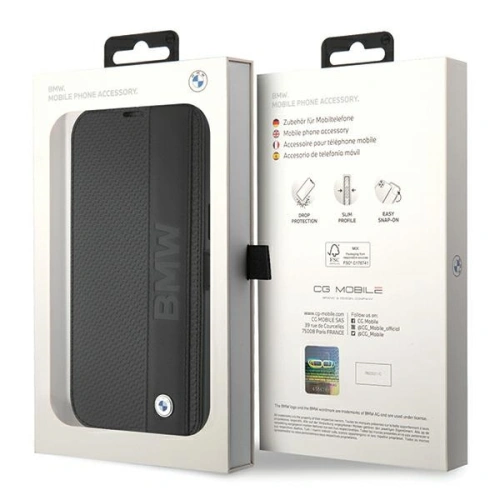 Kup Case BMW BMBKP15L22RDPK Apple iPhone 15 Pro Buchhülle Leder Texturiert & Streifen schwarz/black - BMW530 - {ean13} - Sklep Home Screen