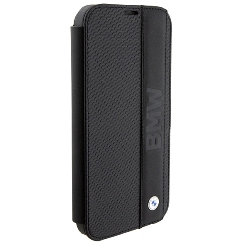 Buy BMW BMBKP15S22RDPK Apple iPhone 15 bookcase Leather Textured & Stripe black - BMW531 - {ean13} - Home Screen Store Europe