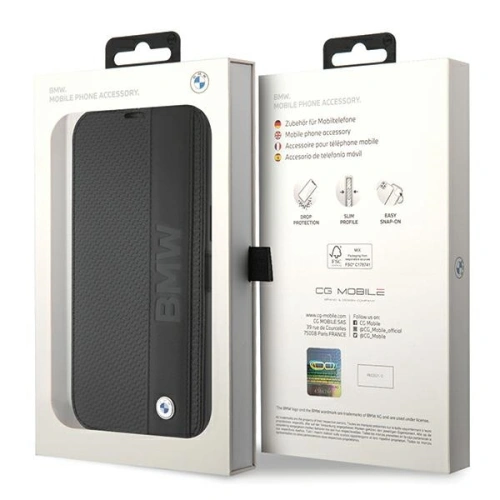 Kup Etui BMW BMBKP15S22RDPK Apple iPhone 15 bookcase Leather Textured & Stripe czarny/black - BMW531 - {ean13} - Sklep Home Screen