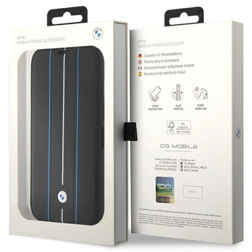 Kup Case BMW BMBKP15X22RVSK Apple iPhone 15 Pro Max Buchhülle Leder Prägung Blaue Linien schwarz/black - BMW533 - {ean13} - Sklep Home Screen