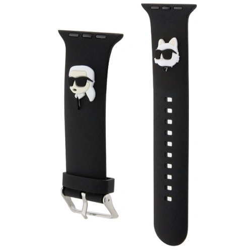 Kup Pasek Karl Lagerfeld KLAWLSLKCNK Apple Watch 4/5/6/7/SE/8/9/Ultra 44/45/49mm szíj 3D Gumi Karl&Choupette Fejek fekete/black - KLD1768 - {ean13} - Sklep Home Screen