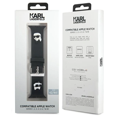Kup Pasek Karl Lagerfeld KLAWLSLKCNK Apple Watch 4/5/6/7/SE/8/9/Ultra 44/45/49mm popruh 3D guma Karl&Choupette hlavy černý/black - KLD1768 - {ean13} - Sklep Home Screen