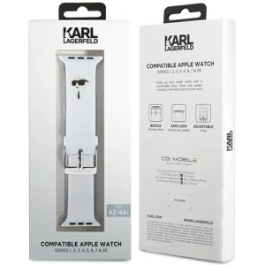 Kup Karl Lagerfeld KLAWLSLKNH Apple Watch 4/5/6/7/SE/8/9/Ultra 44/45/49mm Strap 3D Gummi Karl Kopf weiß/white - KLD1769 - {ean13} - Sklep Home Screen