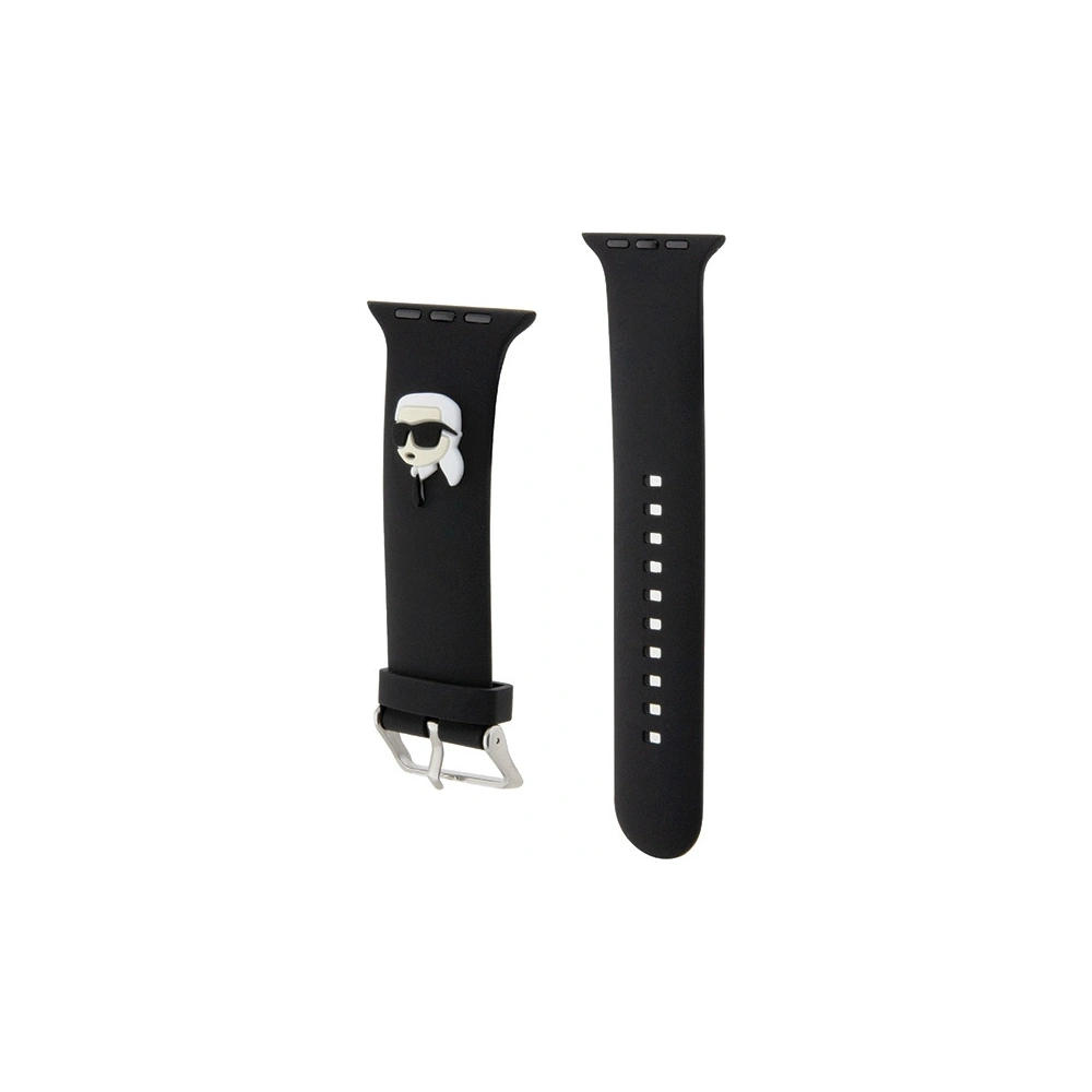 Pasek Karl Lagerfeld KLAWLSLKNK Apple Watch 4/5/6/7/SE/8/9/Ultra 44/45/49mm strap 3D Rubber Karl Head czarny/black