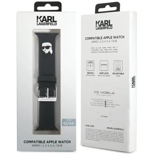 Kup Karl Lagerfeld KLAWLSLKNK Apple Watch 4/5/6/7/SE/8/9/Ultra 44/45/49mm Band 3D Gummi Karl Kopf schwarz/black - KLD1770 - {ean13} - Sklep Home Screen