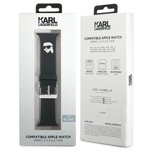 Kup Pasek Karl Lagerfeld KLAWLSLKNK Apple Watch 4/5/6/7/SE/8/9/Ultra 44/45/49mm popruh 3D guma Karl Head černý/black - KLD1770 - {ean13} - Sklep Home Screen