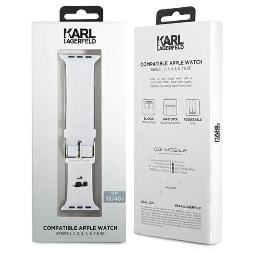 Kup Pásek Karl Lagerfeld KLAWMSLCNH Apple Watch 4/5/6/7/SE/8/9/10 40/41/42mm pásek 3D gumový Choupette Heads bílý/white - KLD1771 - {ean13} - Sklep Home Screen