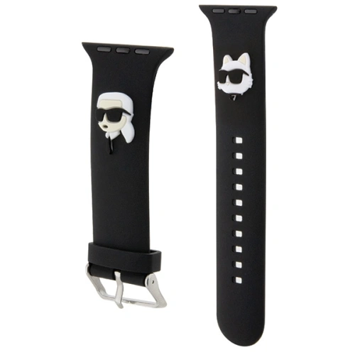 Kup Pasek Karl Lagerfeld KLAWMSLKCNK Apple Watch 4/5/6/7/SE/8/9/10 40/41/42mm szíj 3D Gumi Karl&Choupette Fejek fekete/black - KLD1773 - {ean13} - Sklep Home Screen