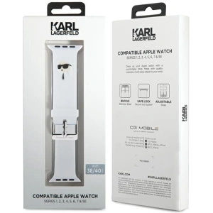Kup Karl Lagerfeld KLAWMSLKNH Apple Watch 4/5/6/7/SE/8/9/10 40/41/42mm strap 3D Rubber Karl Head weiß/white - KLD1774 - {ean13} - Sklep Home Screen