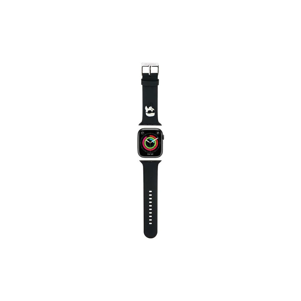 Pasek Karl Lagerfeld KLAWMSLKNK Apple Watch 4/5/6/7/SE/8/9/10 40/41/42mm strap 3D Rubber Karl Head czarny/black