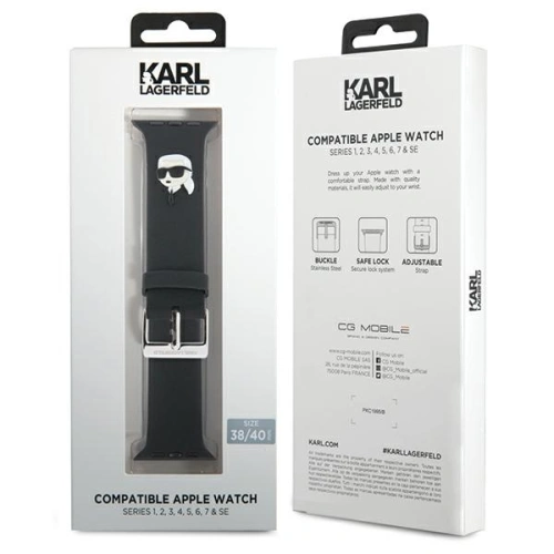 Kup Karl Lagerfeld KLAWMSLKNK Apple Watch 4/5/6/7/SE/8/9/10 40/41/42mm Gurt 3D Gummi Karl Kopf schwarz/black - KLD1775 - {ean13} - Sklep Home Screen