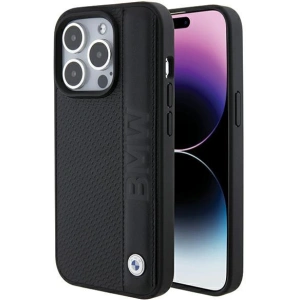 Etui BMW BMHCP15L22RDPK Apple iPhone 15 Pro hardcase Leather Textured & Stripe czarny/black