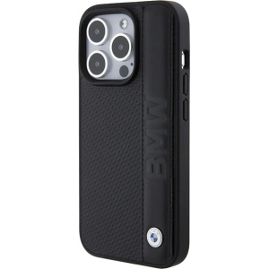 Etui BMW BMHCP15L22RDPK Apple iPhone 15 Pro hardcase Leather Textured & Stripe czarny/black