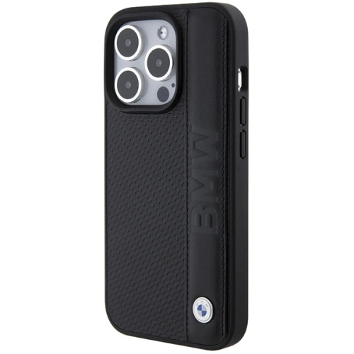 Kup BMW Apple Carcasă BMHCP15L22RDPK iPhone 15 Pro hardcase Leather Textured & Stripe negru/negru - BMW540 - {ean13} - Sklep Home Screen