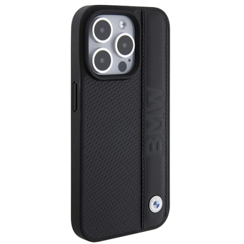 Buy BMW BMHCP15L22RDPK Apple iPhone 15 Pro hardcase Leather Textured & Stripe black - BMW540 - {ean13} - Home Screen Store Europe