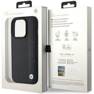 Etui BMW BMHCP15L22RDPK Apple iPhone 15 Pro hardcase Leather Textured & Stripe czarny/black
