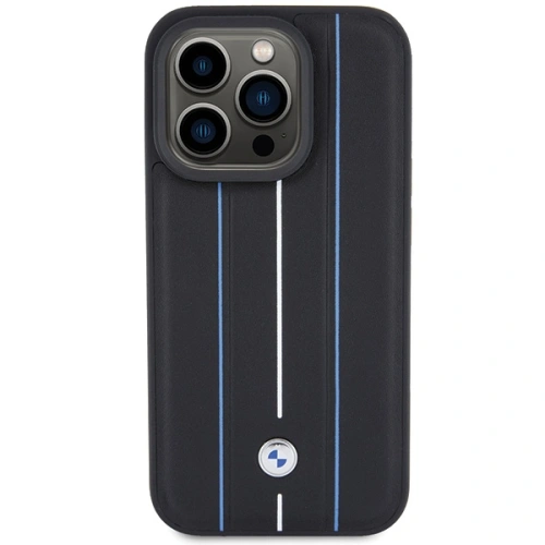 Kup Etui BMW BMHCP15L22RVSK Apple iPhone 15 Pro hardcase Leather Stamp Blue Lines czarny/black - BMW544 - {ean13} - Sklep Home Screen