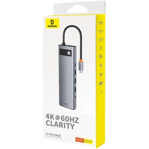 Kup Adapter 11w1 Baseus StarJoy Metal Glam Series Hub USB-C / HDMI, VGA, 3xUSB-A 3.0, USB-A 2.0, USB-C PD, RJ45, SD/TF, 3,5mm - BSU4767 - {ean13} - Sklep Home Screen