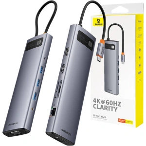 Kup Adapter 11w1 Baseus StarJoy Metal Glam Series Hub USB-C / HDMI, VGA, 3xUSB-A 3.0, USB-A 2.0, USB-C PD, RJ45, SD/TF, 3,5mm - BSU4767 - {ean13} - Sklep Home Screen