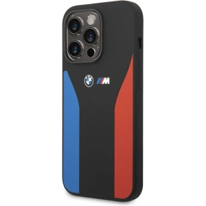 Etui BMW BMHCP15L22SCSK Apple iPhone 15 Pro Silicone Blue&Red Stripes M Collection czarny/black
