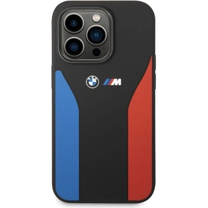 Etui BMW BMHCP15L22SCSK Apple iPhone 15 Pro Silicone Blue&Red Stripes M Collection czarny/black
