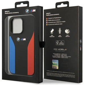 Etui BMW BMHCP15L22SCSK Apple iPhone 15 Pro Silicone Blue&Red Stripes M Collection czarny/black