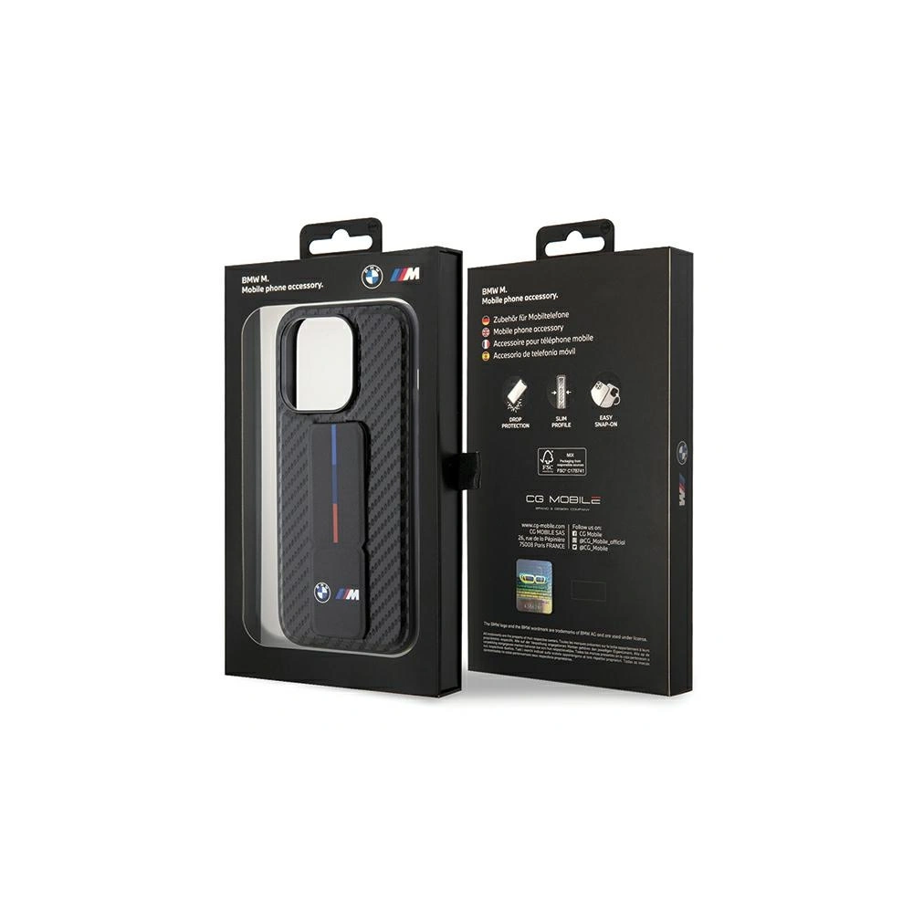 Etui BMW BMHCP15LGSPCCK Apple iPhone 15 Pro hardcase Grip Stand Smooth & Carbon czarny/black