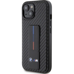 Etui BMW BMHCP15SGSPCCK Apple iPhone 15 hardcase Grip Stand Smooth & Carbon czarny/black