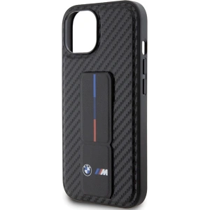 Etui BMW BMHCP15SGSPCCK Apple iPhone 15 hardcase Grip Stand Smooth & Carbon czarny/black