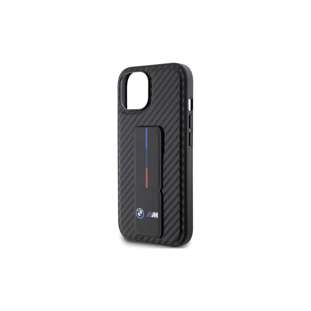 Etui BMW BMHCP15SGSPCCK Apple iPhone 15 hardcase Grip Stand Smooth & Carbon czarny/black