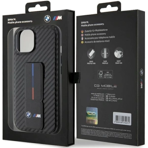 Etui BMW BMHCP15SGSPCCK Apple iPhone 15 hardcase Grip Stand Smooth & Carbon czarny/black