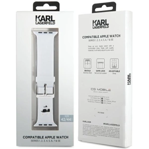 Kup Karl Lagerfeld KLAWLSLCNH Apple Watch 4/5/6/7/SE/8/9/Ultra 44/45/49mm Armband 3D Gummi Choupette Kopf weiß/white - KLD1778 - {ean13} - Sklep Home Screen