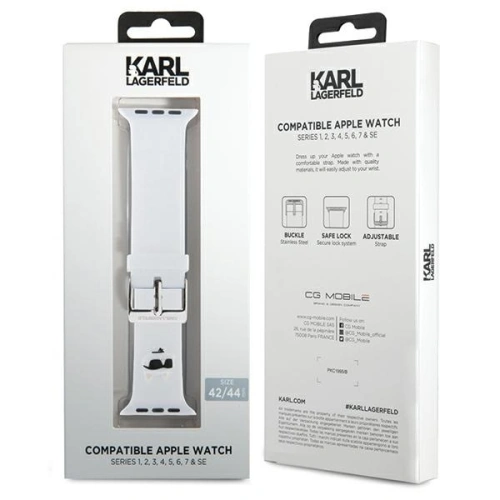 Buy Belt Karl Lagerfeld KLAWLSLCNH Apple Watch 4/5/6/7/SE/8/9/Ultra 44/45/49mm strap 3D Rubber Choupette Head white/biały - KLD1778 - {ean13} - Home Screen Store Europe