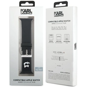 Kup Karl Lagerfeld KLAWLSLCNK Apple Watch 4/5/6/7/SE/8/9/Ultra 44/45/49mm Band 3D Gummi Choupette Kopf schwarz/black - KLD1779 - {ean13} - Sklep Home Screen