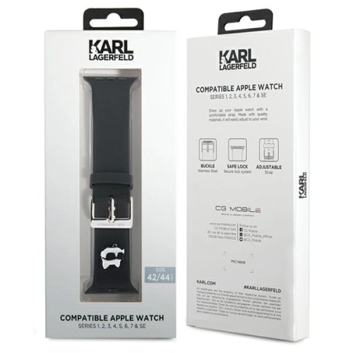 Kup Pasek Karl Lagerfeld KLAWLSLCNK Apple Watch 4/5/6/7/SE/8/9/Ultra 44/45/49mm pásek 3D gumový Choupette Head černý/black - KLD1779 - {ean13} - Sklep Home Screen
