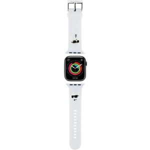 Kup Karl Lagerfeld KLAWLSLKCNH Apple Watch 4/5/6/7/SE/8/9/Ultra 44/45/49mm Gürtel 3D Gummi Karl&Choupette Köpfe weiß/white - KLD1780 - {ean13} - Sklep Home Screen