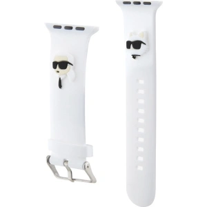 Kup Karl Lagerfeld KLAWLSLKCNH Apple Watch 4/5/6/7/SE/8/9/Ultra 44/45/49mm Gürtel 3D Gummi Karl&Choupette Köpfe weiß/white - KLD1780 - {ean13} - Sklep Home Screen