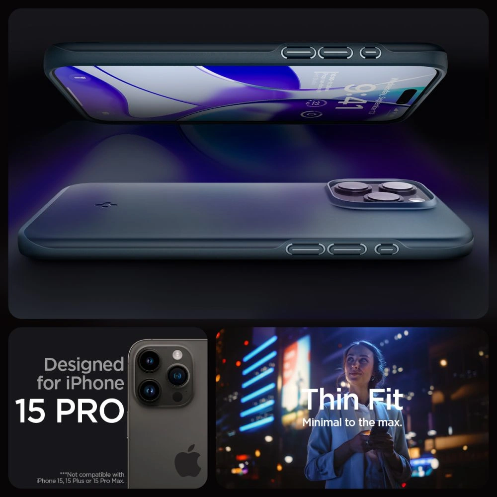 Etui Spigen Thin Fit Apple iPhone 15 Pro Metal Slate