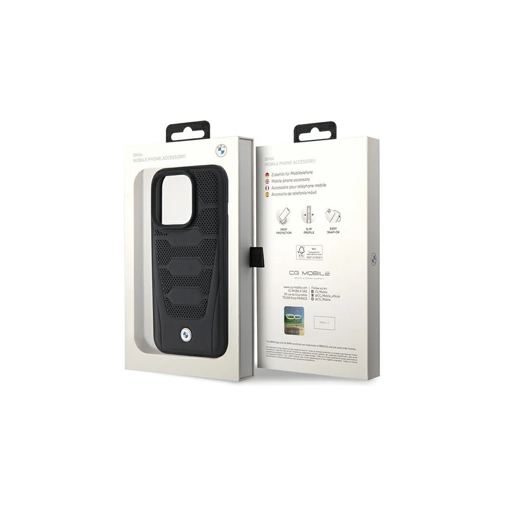 Etui BMW BMHCP15X22RPSK Apple iPhone 15 Pro Max Leather Seats Pattern czarny/black