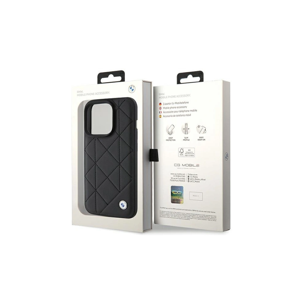 Etui BMW BMHCP15X22RQDK Apple iPhone 15 Pro Max Leather Quilted czarny/black