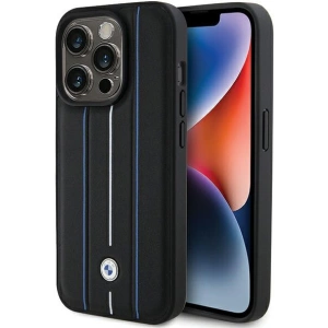 Buy BMW BMHCP15X22RVSK Apple iPhone 15 Pro Max hardcase Leather Stamp Blue Lines black - BMW562 - {ean13} - Home Screen Store Europe