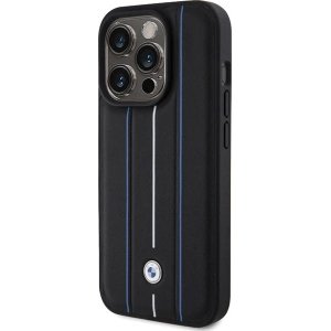 Buy BMW BMHCP15X22RVSK Apple iPhone 15 Pro Max hardcase Leather Stamp Blue Lines black - BMW562 - {ean13} - Home Screen Store Europe