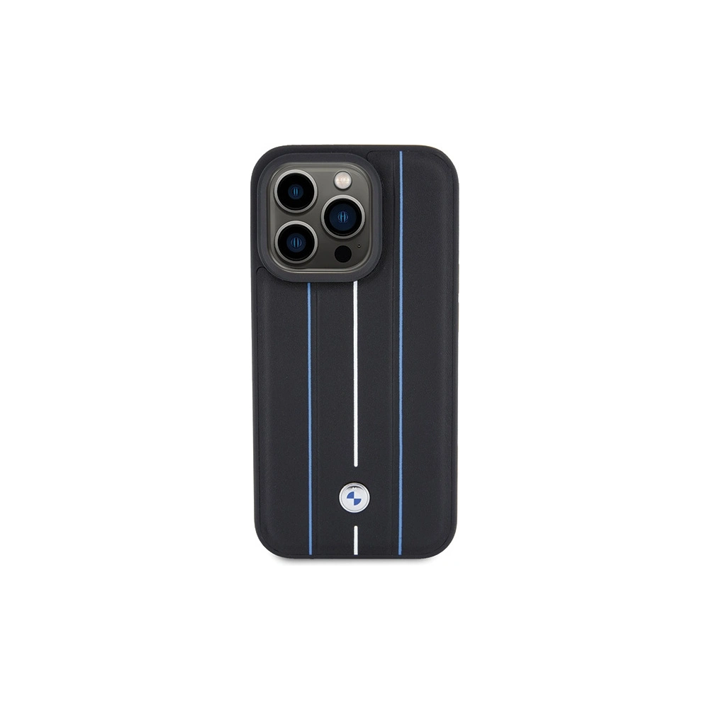 Etui BMW BMHCP15X22RVSK Apple iPhone 15 Pro Max hardcase Leather Stamp Blue Lines czarny/black