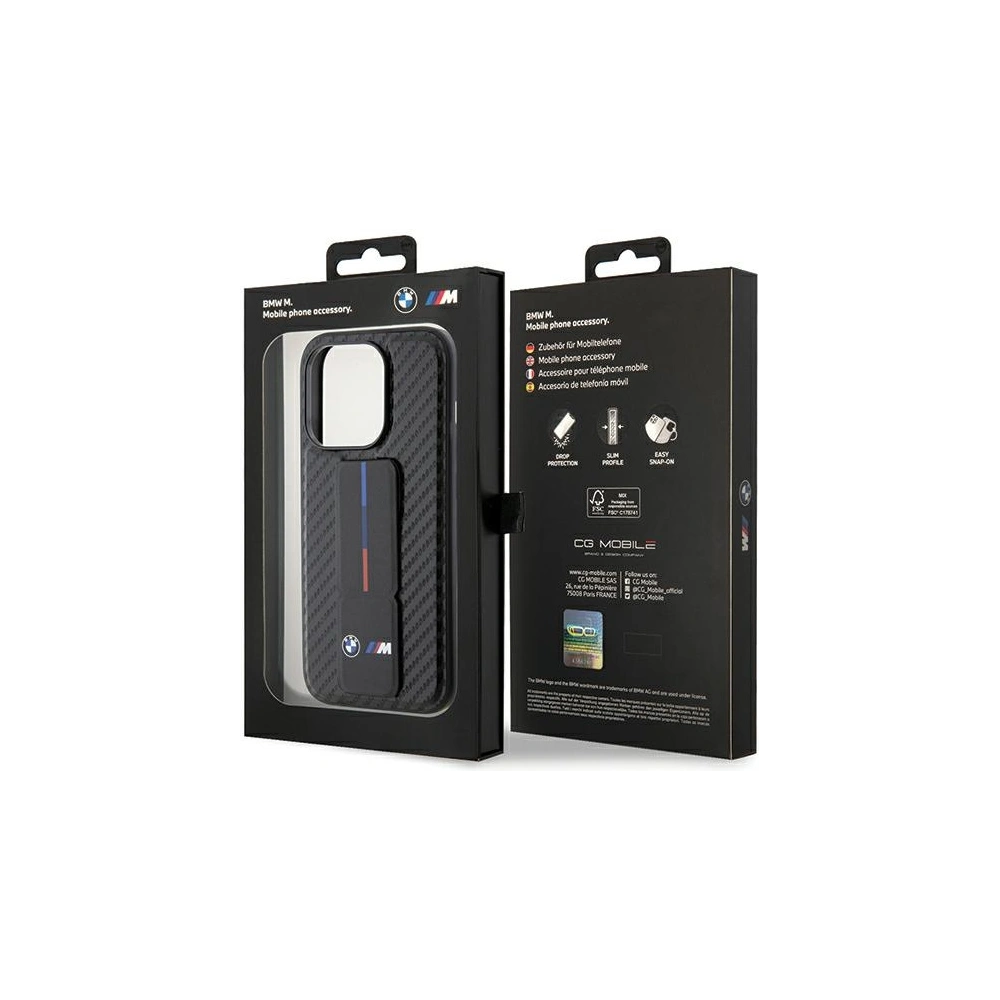 Etui BMW BMHCP15XGSPCCK Apple iPhone 15 Pro Max hardcase Grip Stand Smooth & Carbon czarny/black