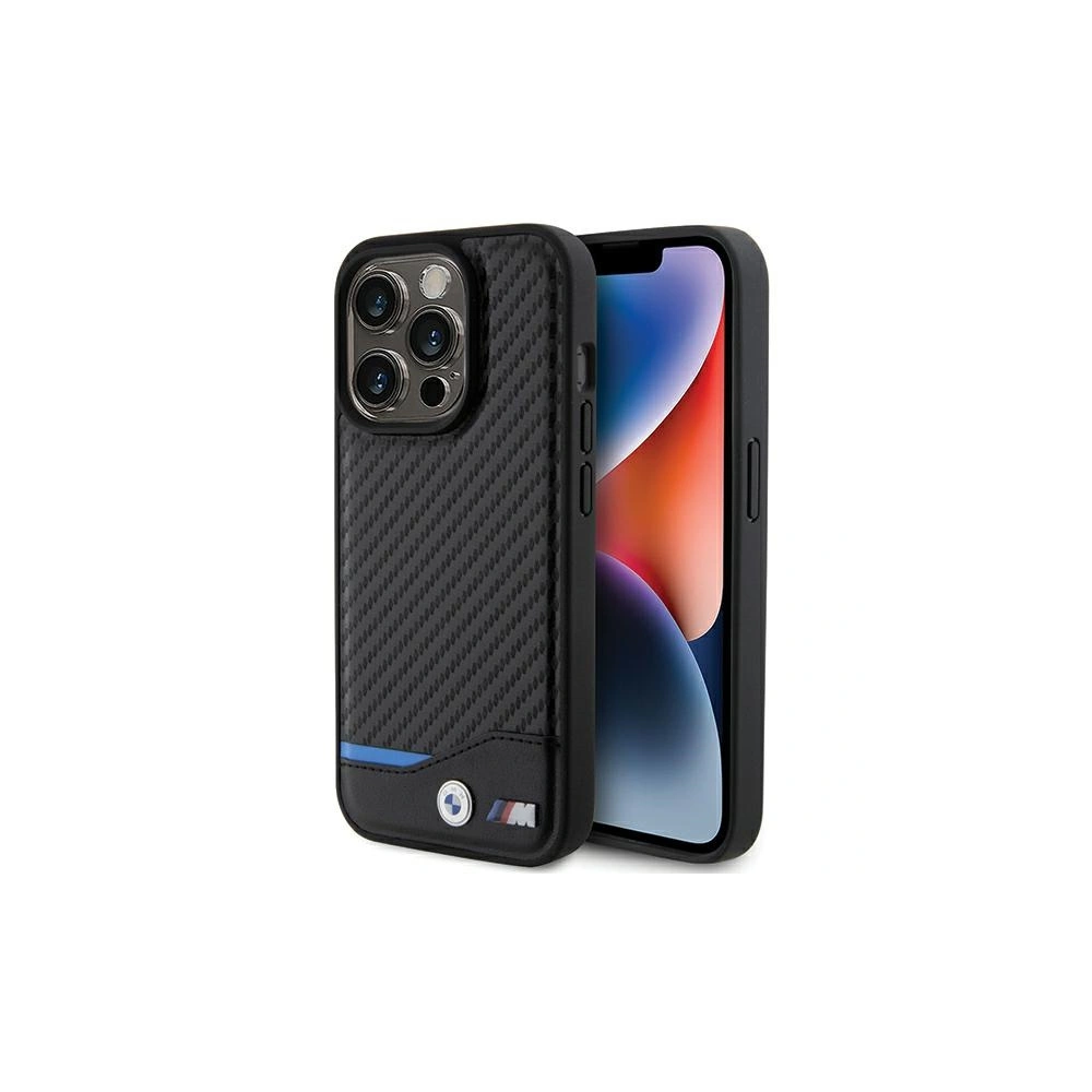 Etui BMW BMHMP15L22NBCK Apple iPhone 15 Pro hardcase Leather Carbon MagSafe czarny/black