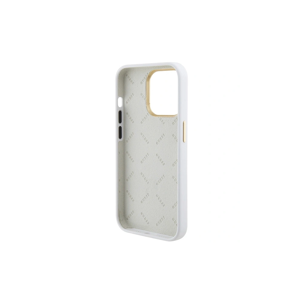 Etui Guess GUHCP15LM4DGPH iPhone 15 Pro biały/white hardcase Silicone Logo Strass 4G