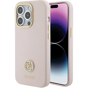 Etui Guess GUHCP15LM4DGPP iPhone 15 Pro jasnoróżowy/pink hardcase Silicone Logo Strass 4G