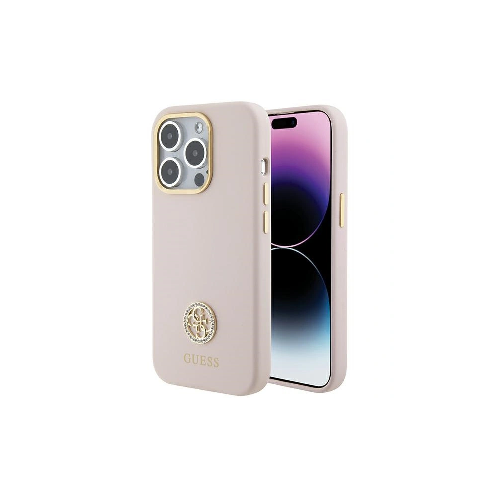 Etui Guess GUHCP15LM4DGPP iPhone 15 Pro jasnoróżowy/pink hardcase Silicone Logo Strass 4G